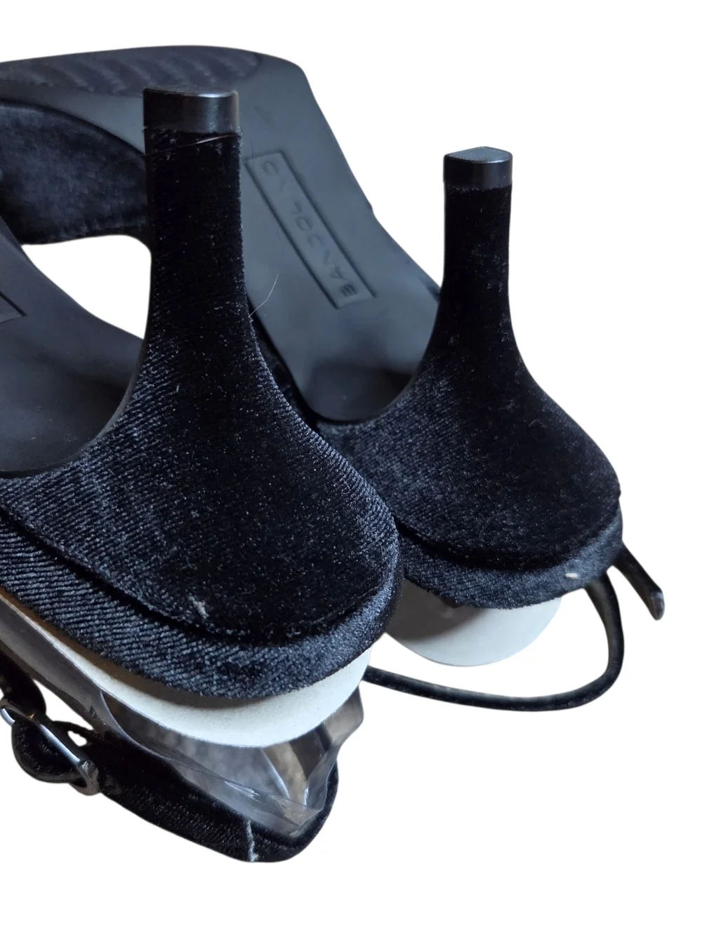 Bandolino Black Open-Toe Velvet Slingback Heels